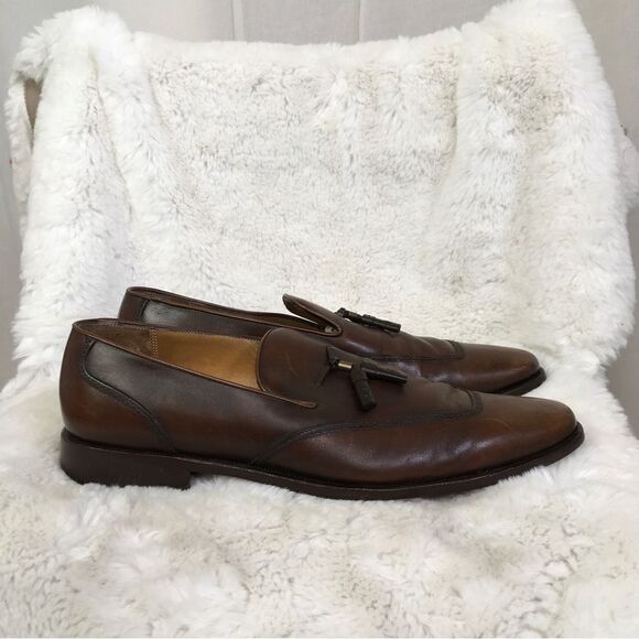 Salvatore Ferragamo Almond Toe Leather Braided Tassel Slip-On Loafer Brown 10.5 main image 6